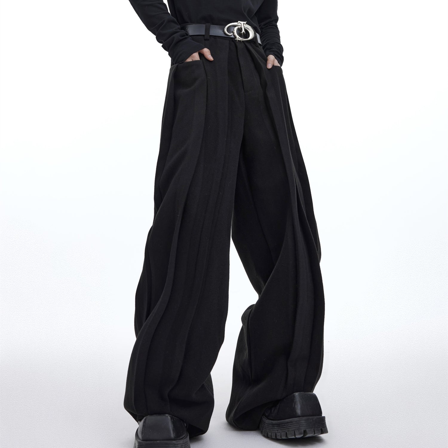 Pleated Woolen Casual Loose Drape Versatile Pants