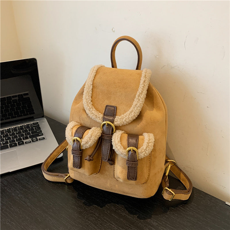 Lamb Wool Backpack Scrub For Women