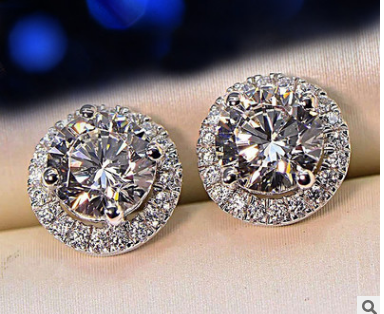 Classic Hot Sale Full Rhinestone Round Stud Earrings Women