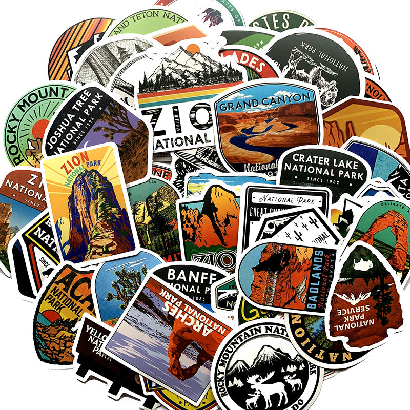 National Park 50 Stationery Waterproof PVC Stickers