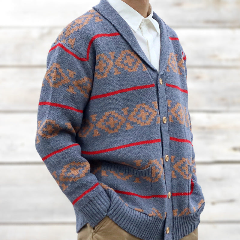 Autumn And Winter Jacquard Sweater Men