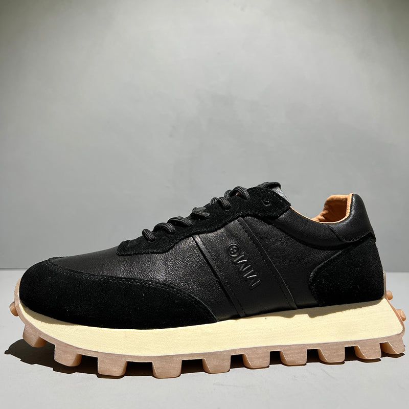 Mens Fashion Lace-up Head Leather Thick-soled Sports Shoes