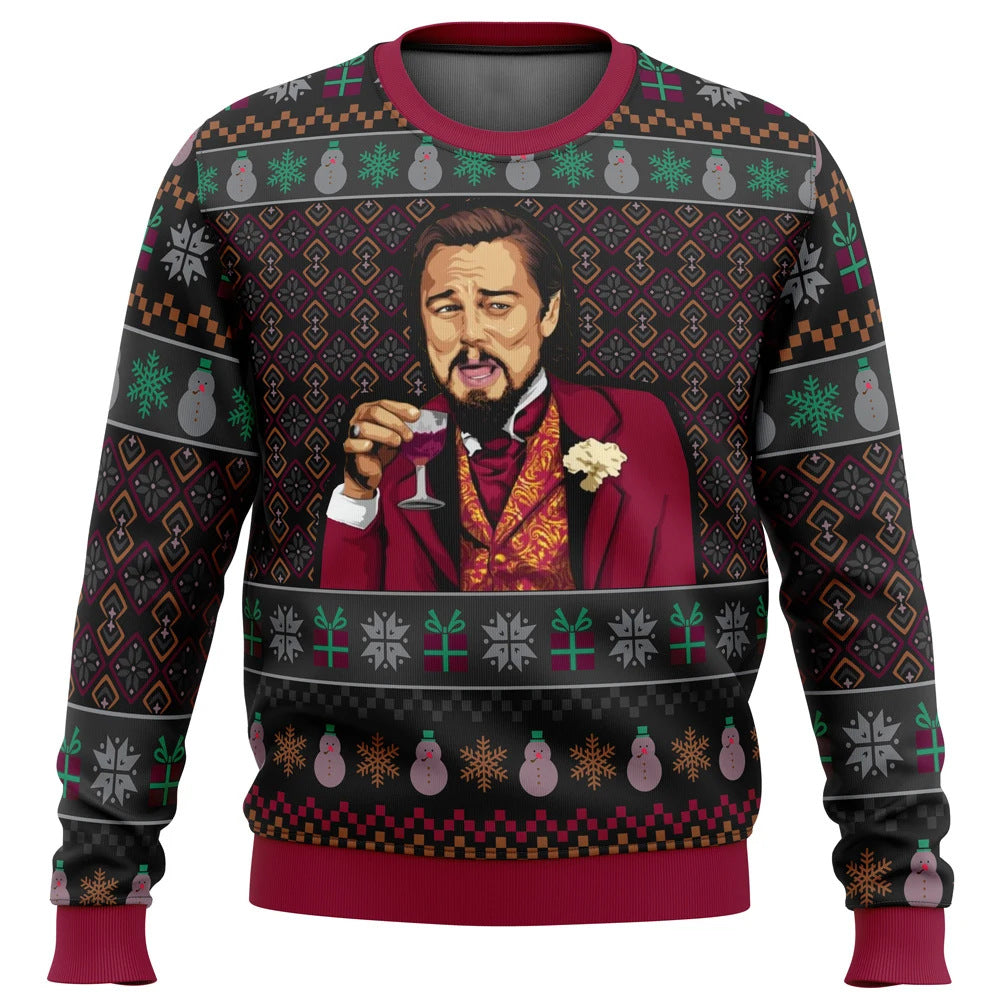 Christmas Pattern 3D Digital Printing Loose Men's Sweater