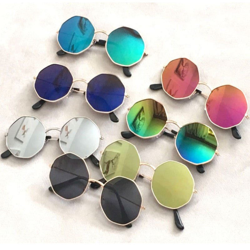 Lightweight Octagonal Metal Full-frame Color Film Sunglasses