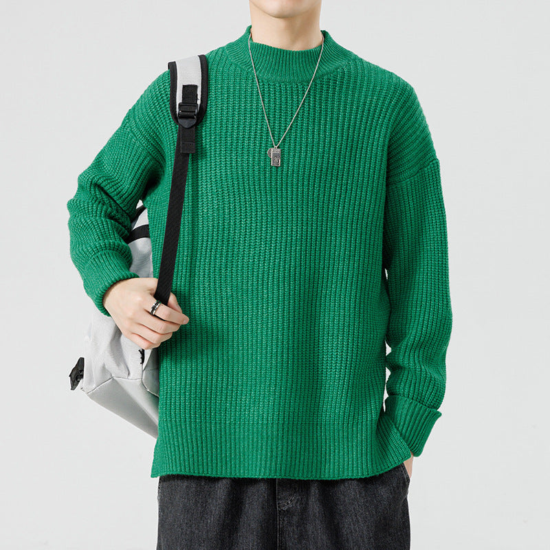 Half High Necked Sweater For Men's Casual Knitwear Outerwear