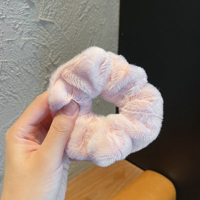 Plush Large Intestine Hair Ring Macaron Hair Band Cute Fluffy Hair Rope