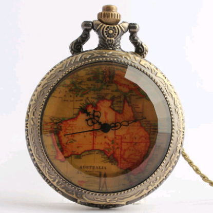 New large brown color face Australia map quartz pocket watch retro pocket watch fashion fashion watch