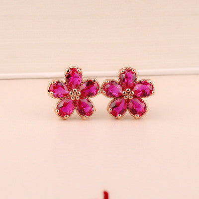 Water Drop Red Corundum S925 Silver Earrings