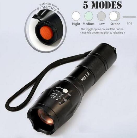 led Zoom Flashlight Torch Tactical 5000 Lumens Led High Power Flashlights AAA or 18650 battery kit