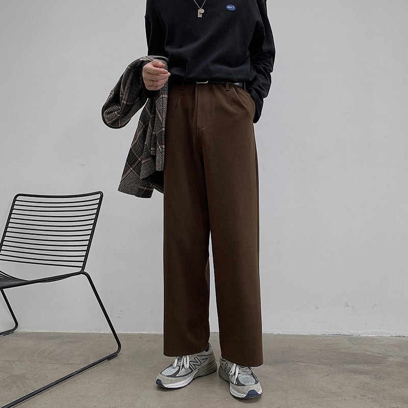 American-style Retro Brown Wide-leg Pants