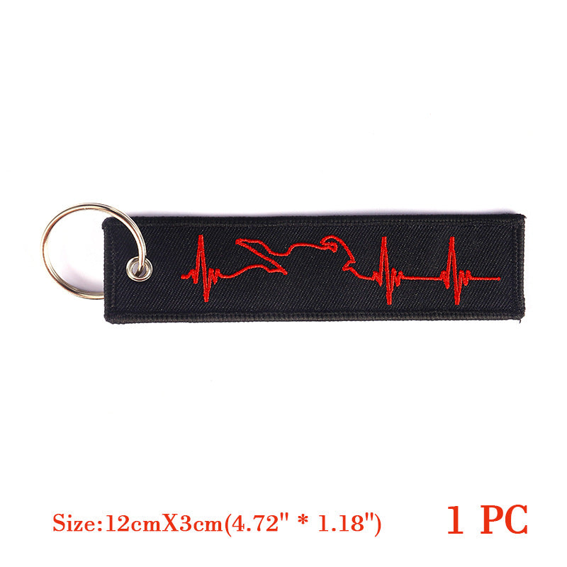 Red ECG Racing Embroidered Keychain