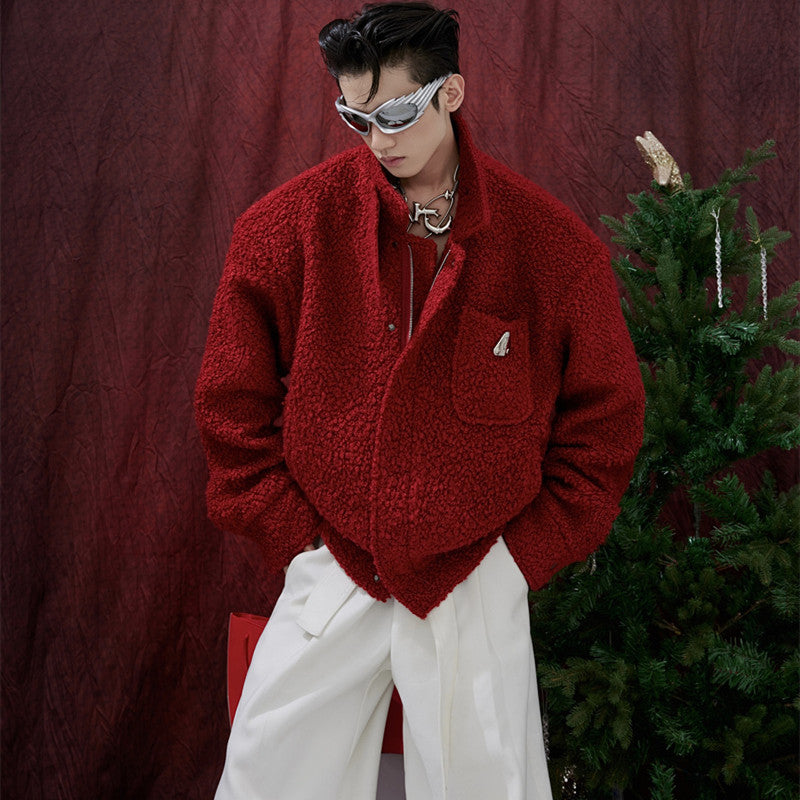 Men's Woolen Silhouette Cropped Jacket