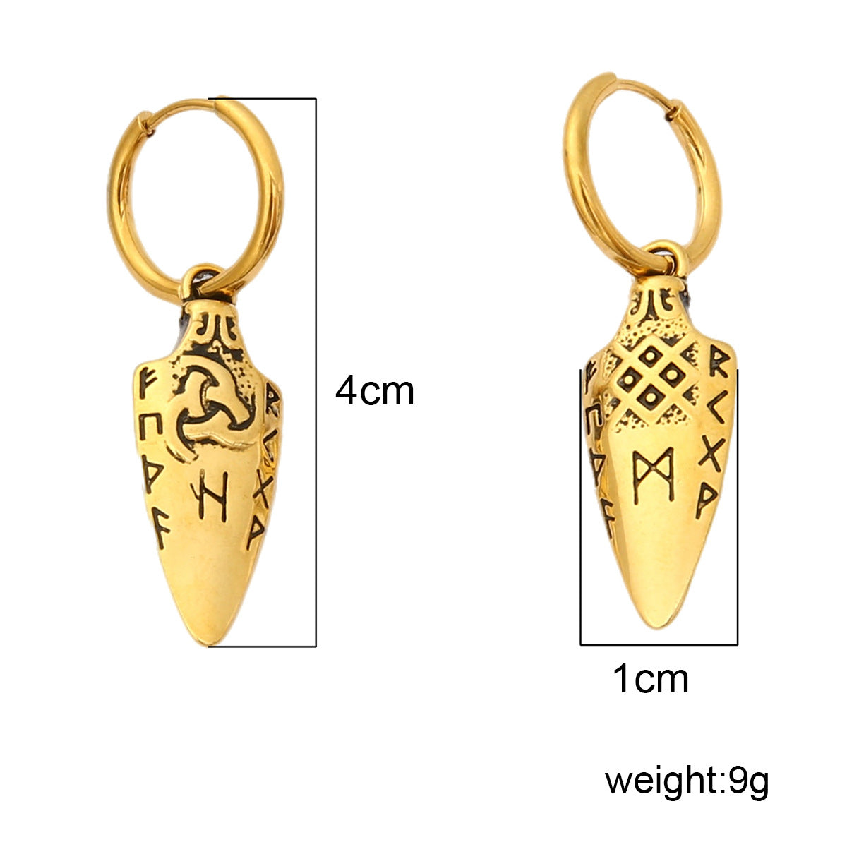 Aoding Triangle Rune Stainless Steel Finishing Polish Personality Fashion Retro Pair Of Earrings