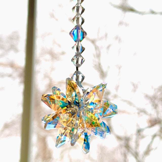 Crystal Snow Hanging Ornament Magic Color Crystal Decoration Goddess Style Car Pendant