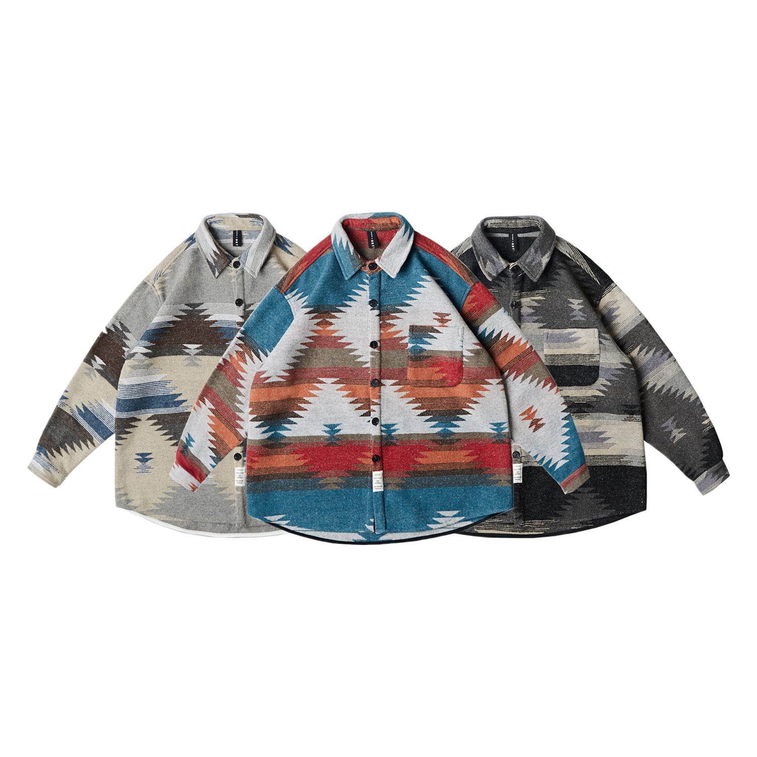 Ethnic Style Lapel Woolen Shirt Fashion Trendy Tops Men