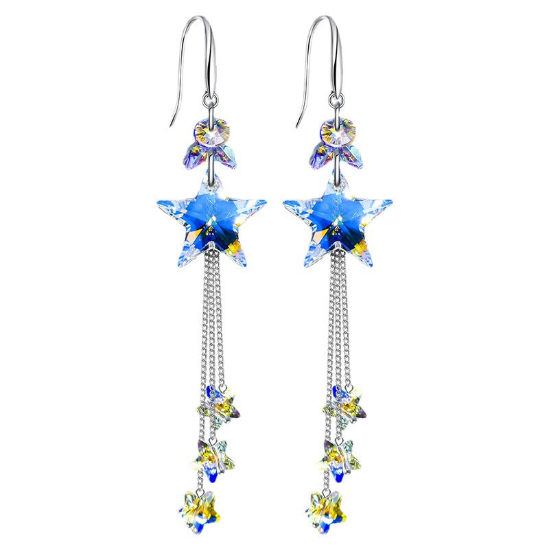 Artificial Crystal Earrings Long XINGX Tassel