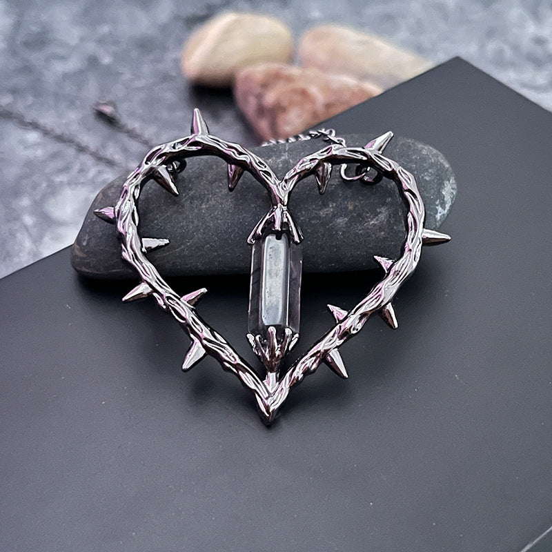 Dark Witch Heart Barbed Pendant Vintage Thorn Heart Necklace