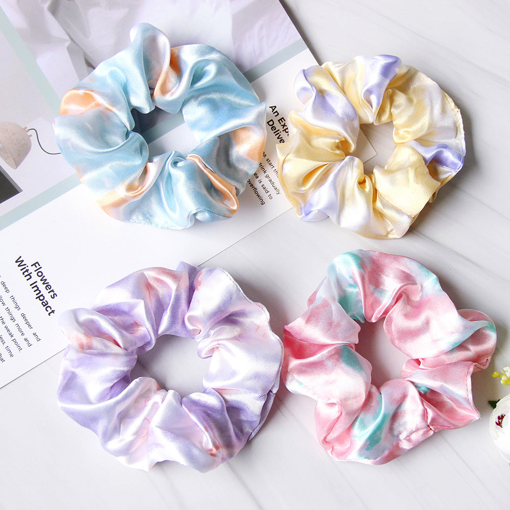 Simple Cloth Satin Tie-dye Children Large Intestine Ring Hair Accessories Headdress